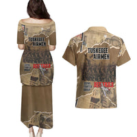 Tuskegee Airmen Tribute Couples Matching Puletasi and Hawaiian Shirt Black History Air Force - Wonder Print Shop