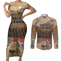 Tuskegee Airmen Tribute Couples Matching Short Sleeve Bodycon Dress and Long Sleeve Button Shirt Black History Air Force - Wonder Print Shop