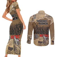Tuskegee Airmen Tribute Couples Matching Short Sleeve Bodycon Dress and Long Sleeve Button Shirt Black History Air Force - Wonder Print Shop