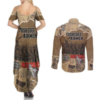 Tuskegee Airmen Tribute Couples Matching Summer Maxi Dress and Long Sleeve Button Shirt Black History Air Force - Wonder Print Shop
