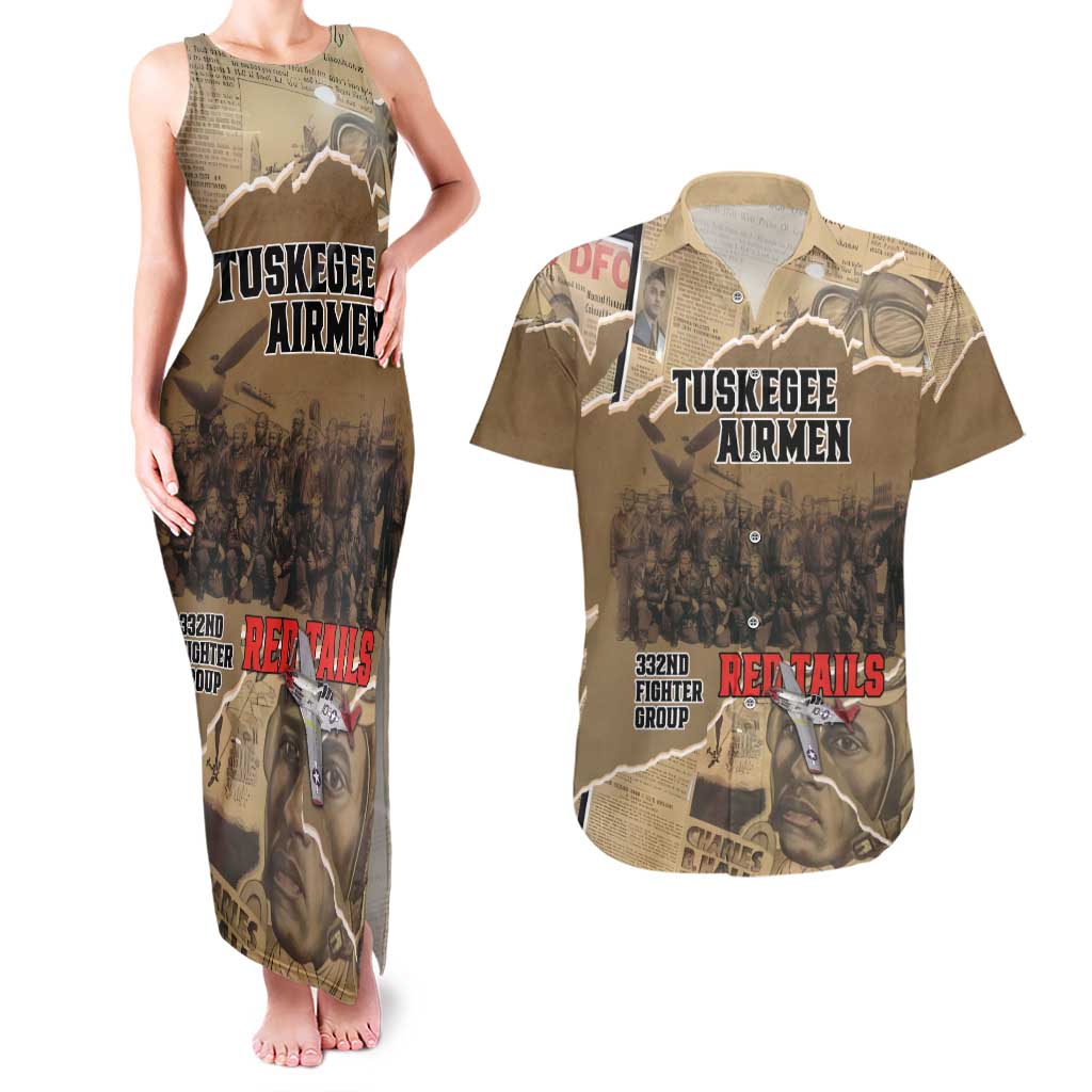Tuskegee Airmen Tribute Couples Matching Tank Maxi Dress and Hawaiian Shirt Black History Air Force - Wonder Print Shop