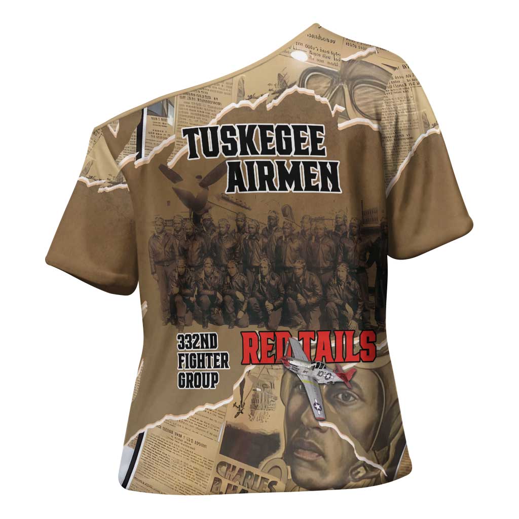 Tuskegee Airmen Tribute Cross Shoulder Shirt Black History Air Force - Wonder Print Shop