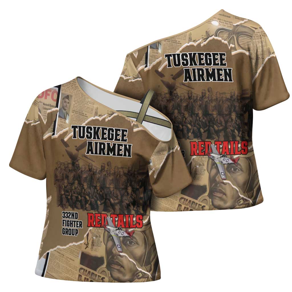 Tuskegee Airmen Tribute Cross Shoulder Shirt Black History Air Force - Wonder Print Shop