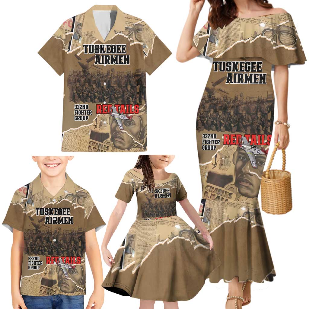 Tuskegee Airmen Tribute Family Matching Mermaid Dress and Hawaiian Shirt Black History Air Force - Wonder Print Shop
