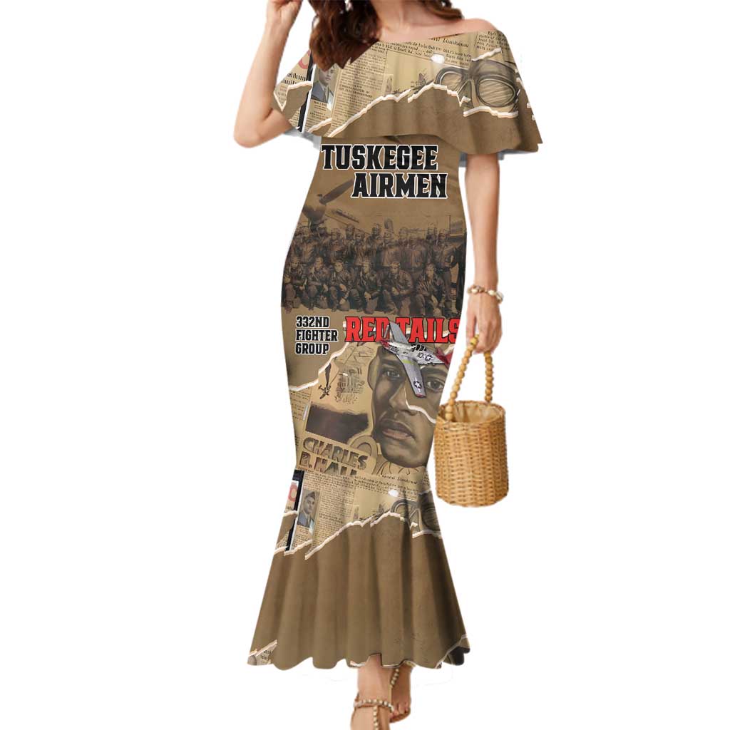 Tuskegee Airmen Tribute Family Matching Mermaid Dress and Hawaiian Shirt Black History Air Force - Wonder Print Shop