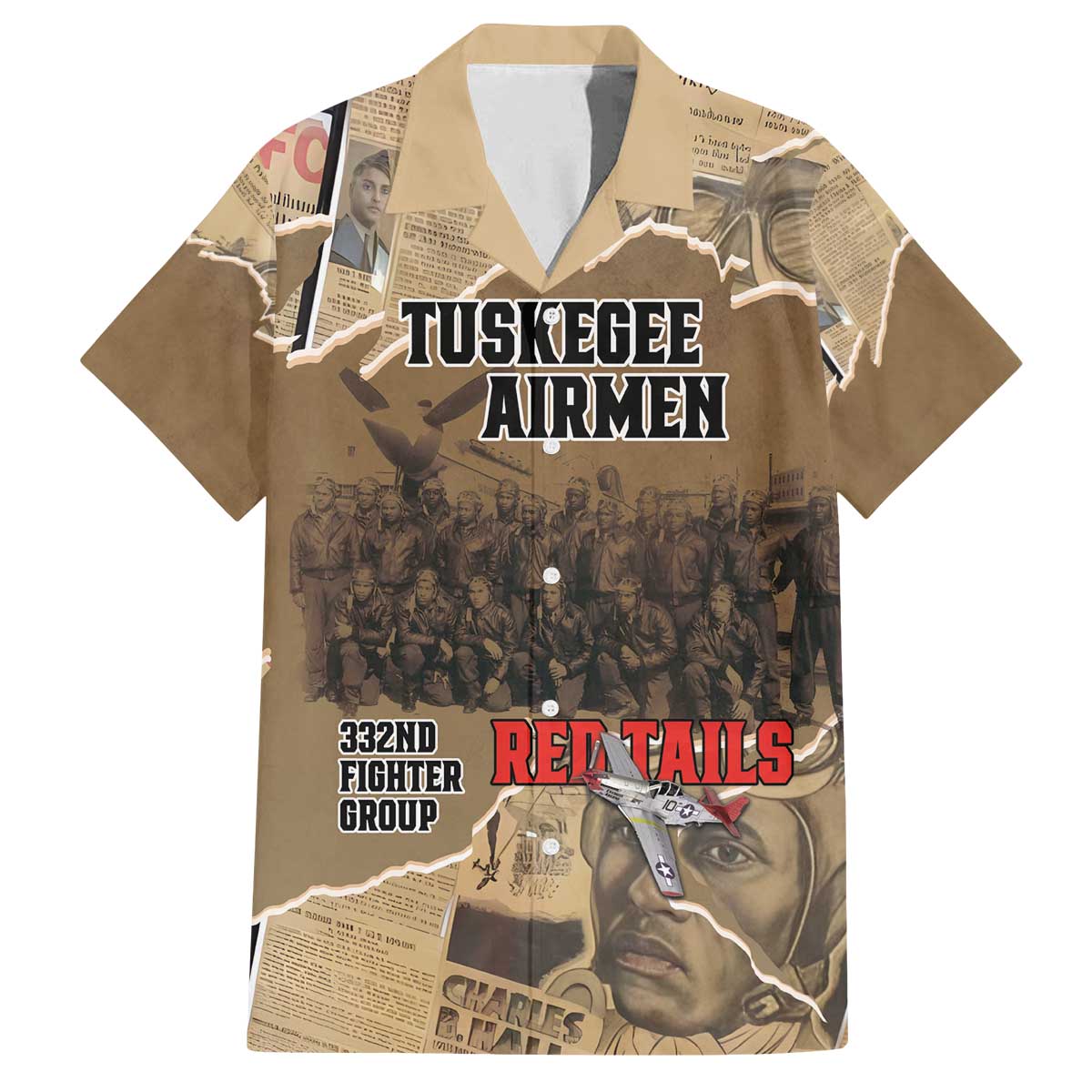 Tuskegee Airmen Tribute Family Matching Off The Shoulder Long Sleeve Dress and Hawaiian Shirt Black History Air Force - Wonder Print Shop