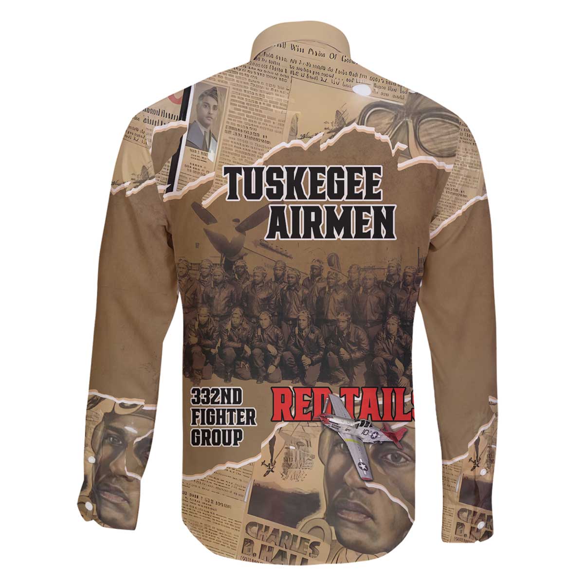 Tuskegee Airmen Tribute Family Matching Off The Shoulder Long Sleeve Dress and Hawaiian Shirt Black History Air Force - Wonder Print Shop