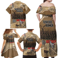 Tuskegee Airmen Tribute Family Matching Off Shoulder Maxi Dress and Hawaiian Shirt Black History Air Force - Wonder Print Shop
