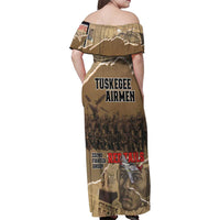 Tuskegee Airmen Tribute Family Matching Off Shoulder Maxi Dress and Hawaiian Shirt Black History Air Force - Wonder Print Shop