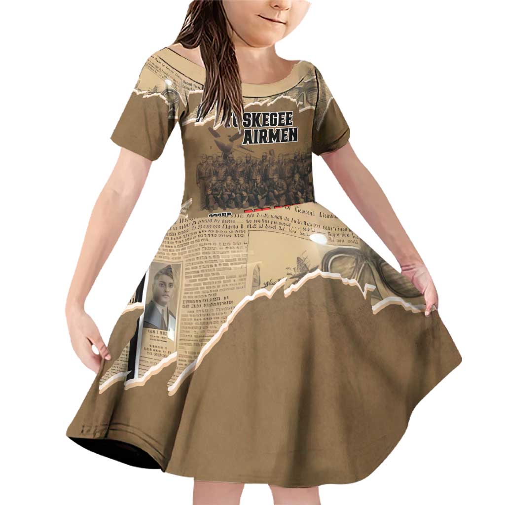 Tuskegee Airmen Tribute Family Matching Off Shoulder Short Dress and Hawaiian Shirt Black History Air Force - Wonder Print Shop