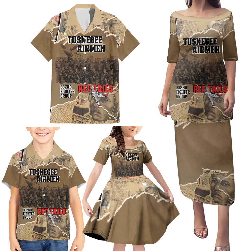 Tuskegee Airmen Tribute Family Matching Puletasi and Hawaiian Shirt Black History Air Force - Wonder Print Shop