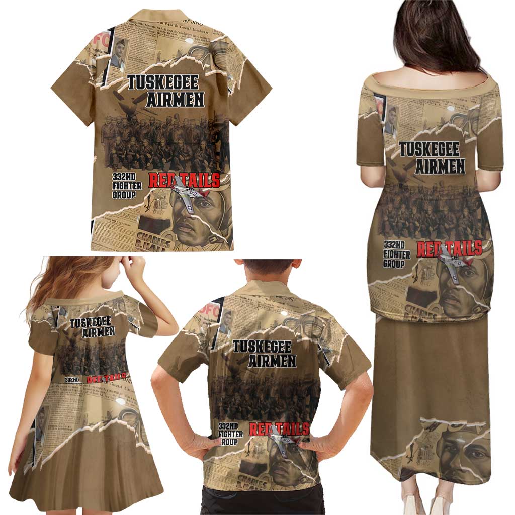 Tuskegee Airmen Tribute Family Matching Puletasi and Hawaiian Shirt Black History Air Force - Wonder Print Shop