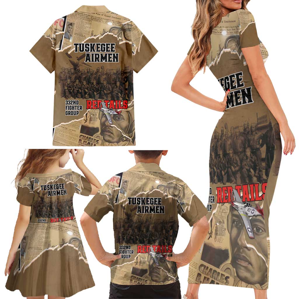 Tuskegee Airmen Tribute Family Matching Short Sleeve Bodycon Dress and Hawaiian Shirt Black History Air Force - Wonder Print Shop