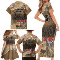 Tuskegee Airmen Tribute Family Matching Short Sleeve Bodycon Dress and Hawaiian Shirt Black History Air Force - Wonder Print Shop