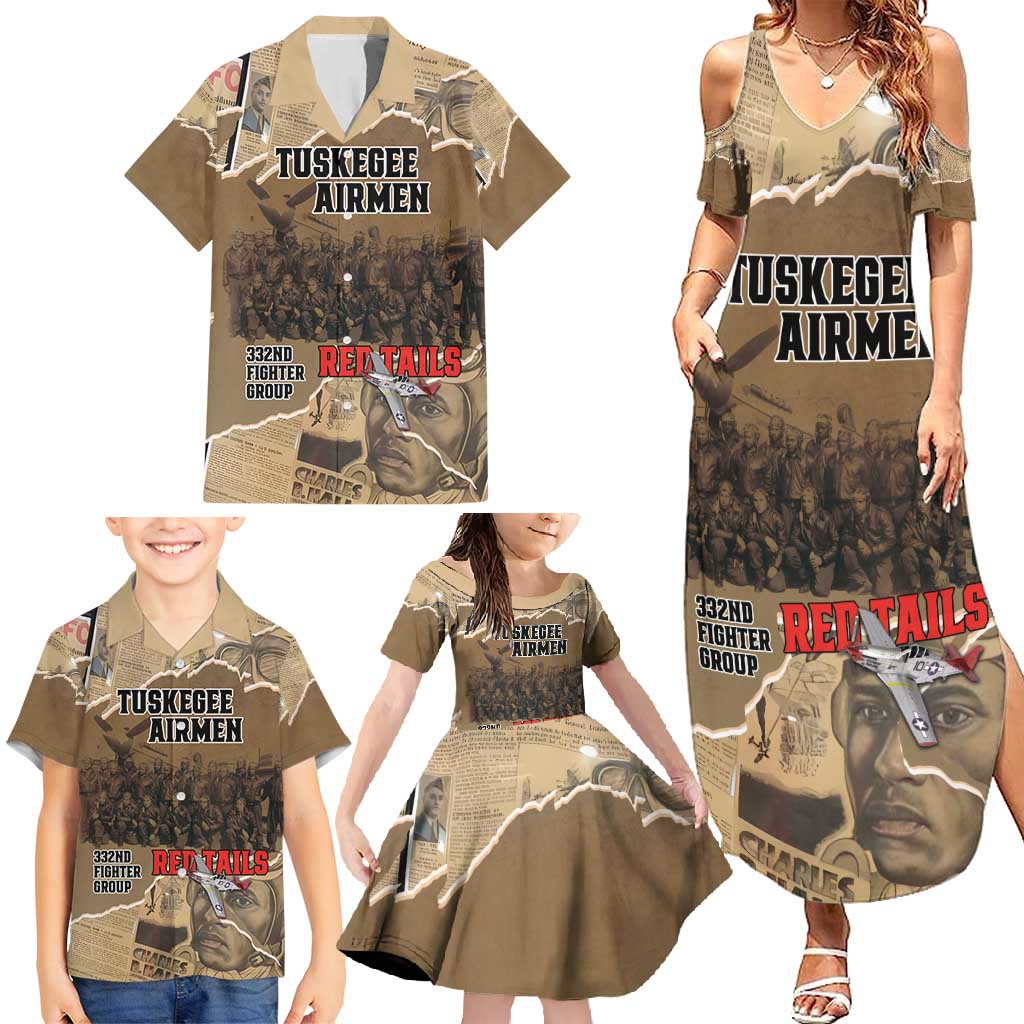 Tuskegee Airmen Tribute Family Matching Summer Maxi Dress and Hawaiian Shirt Black History Air Force - Wonder Print Shop