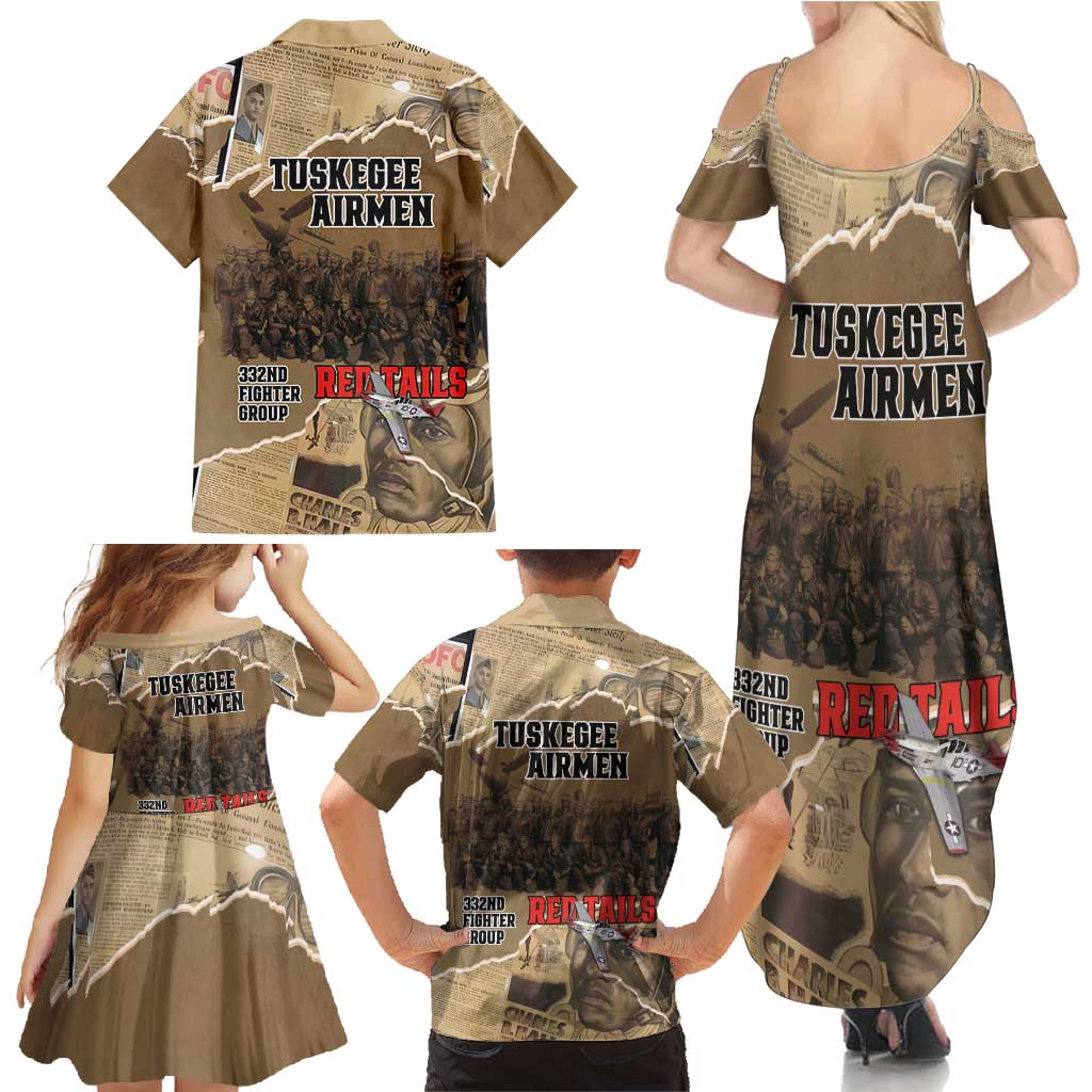 Tuskegee Airmen Tribute Family Matching Summer Maxi Dress and Hawaiian Shirt Black History Air Force - Wonder Print Shop