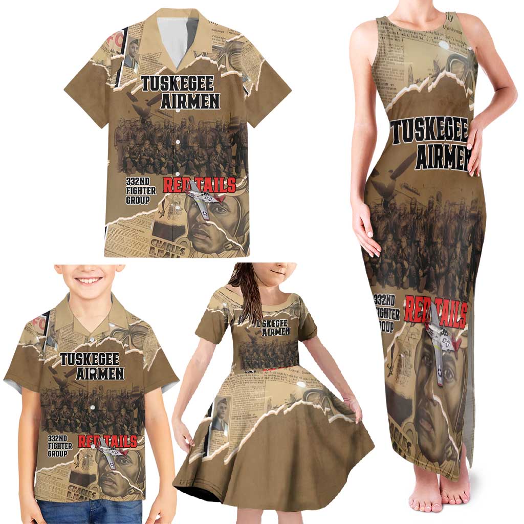 Tuskegee Airmen Tribute Family Matching Tank Maxi Dress and Hawaiian Shirt Black History Air Force - Wonder Print Shop