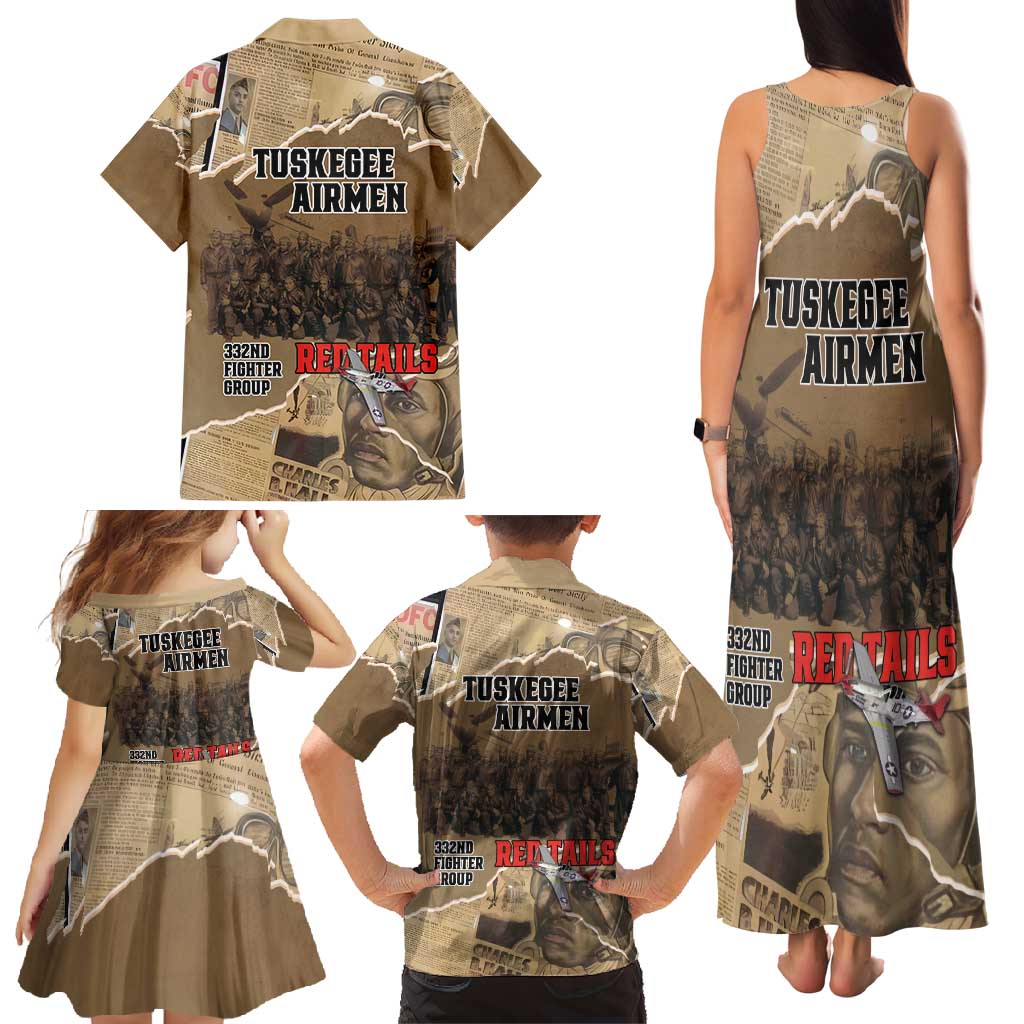 Tuskegee Airmen Tribute Family Matching Tank Maxi Dress and Hawaiian Shirt Black History Air Force - Wonder Print Shop