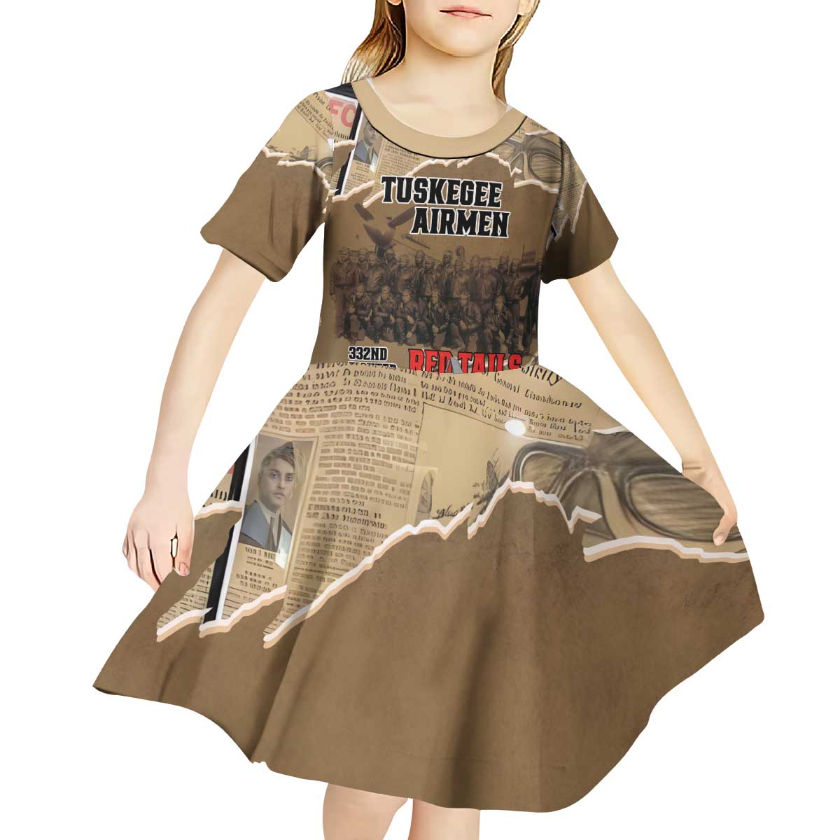Tuskegee Airmen Tribute Kid Short Sleeve Dress Black History Air Force - Wonder Print Shop