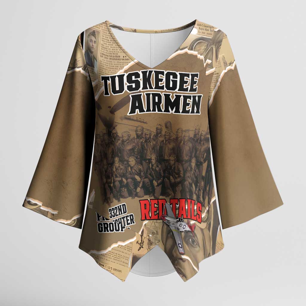 Tuskegee Airmen Tribute Kimono Sleeve Blouse Black History Air Force - Wonder Print Shop