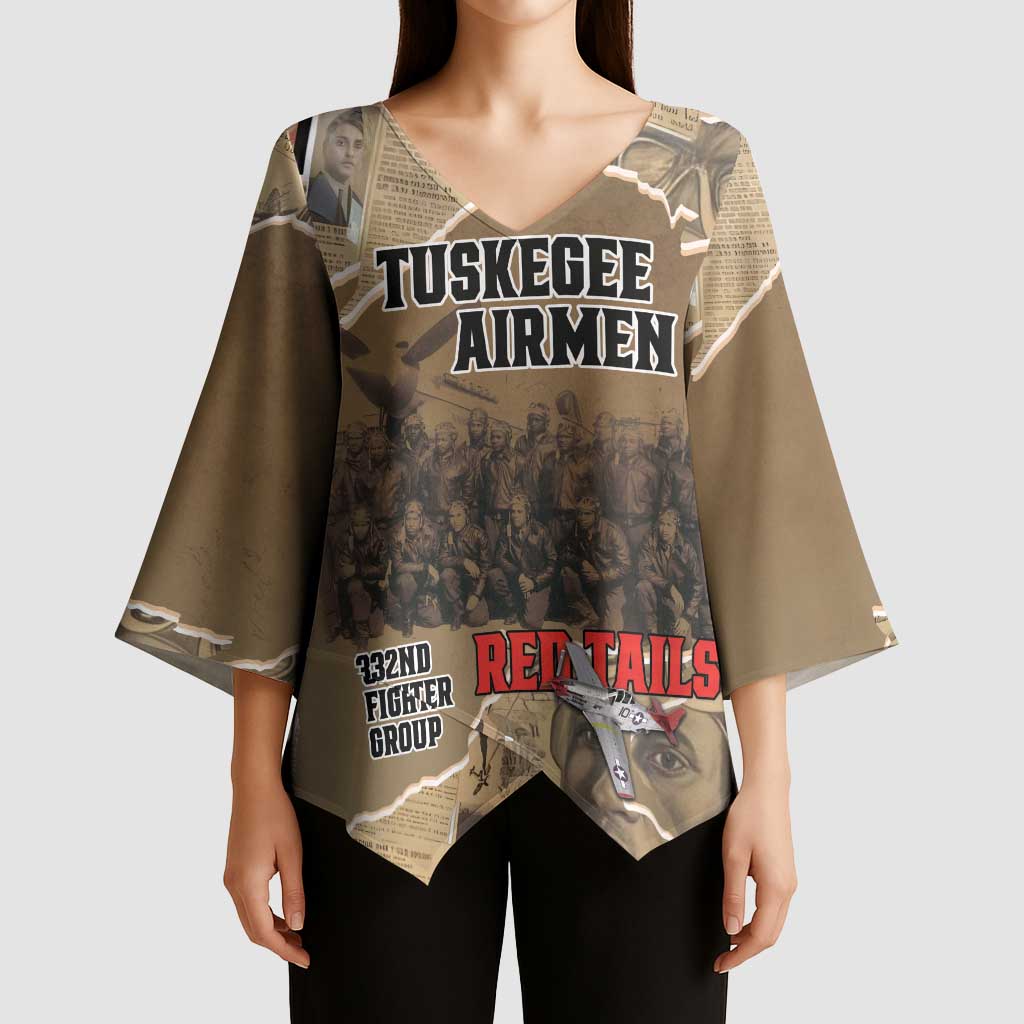 Tuskegee Airmen Tribute Kimono Sleeve Blouse Black History Air Force - Wonder Print Shop