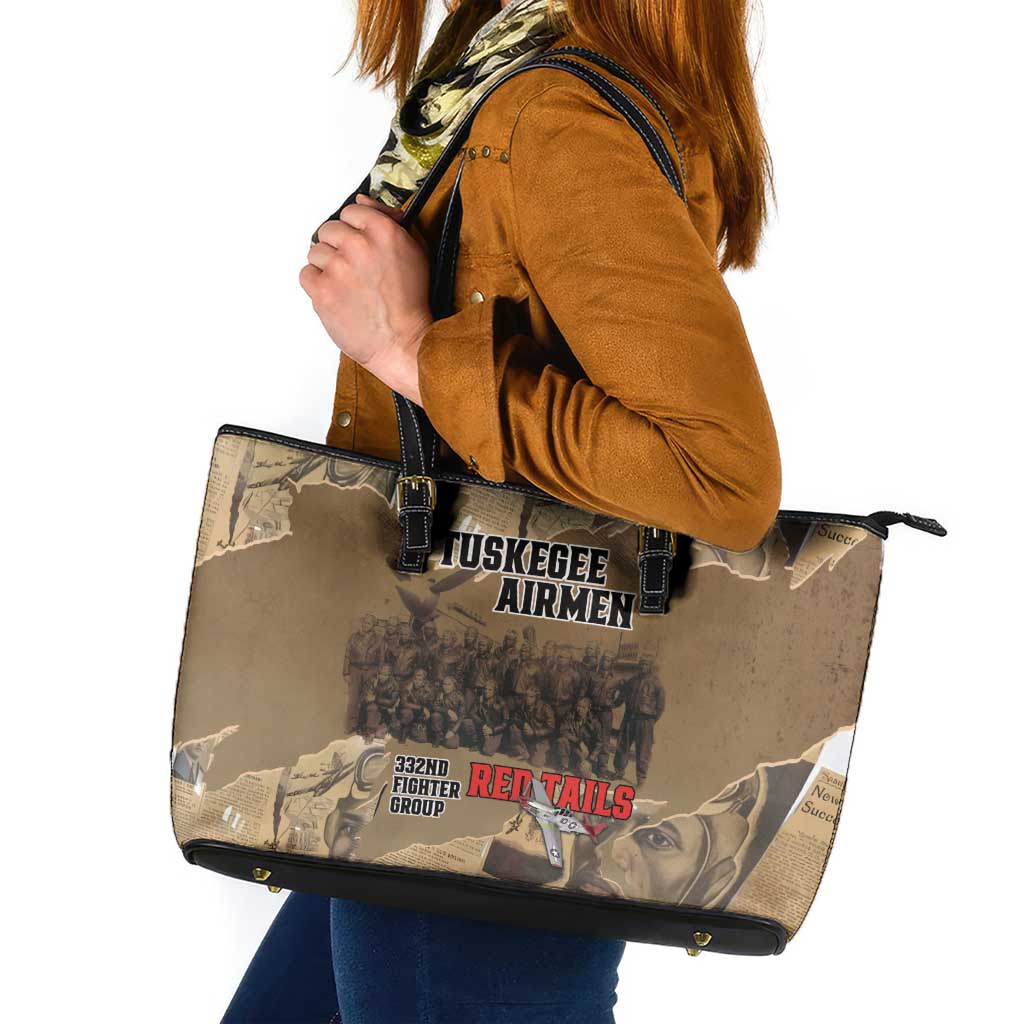 Tuskegee Airmen Tribute Leather Tote Bag Black History Air Force - Wonder Print Shop