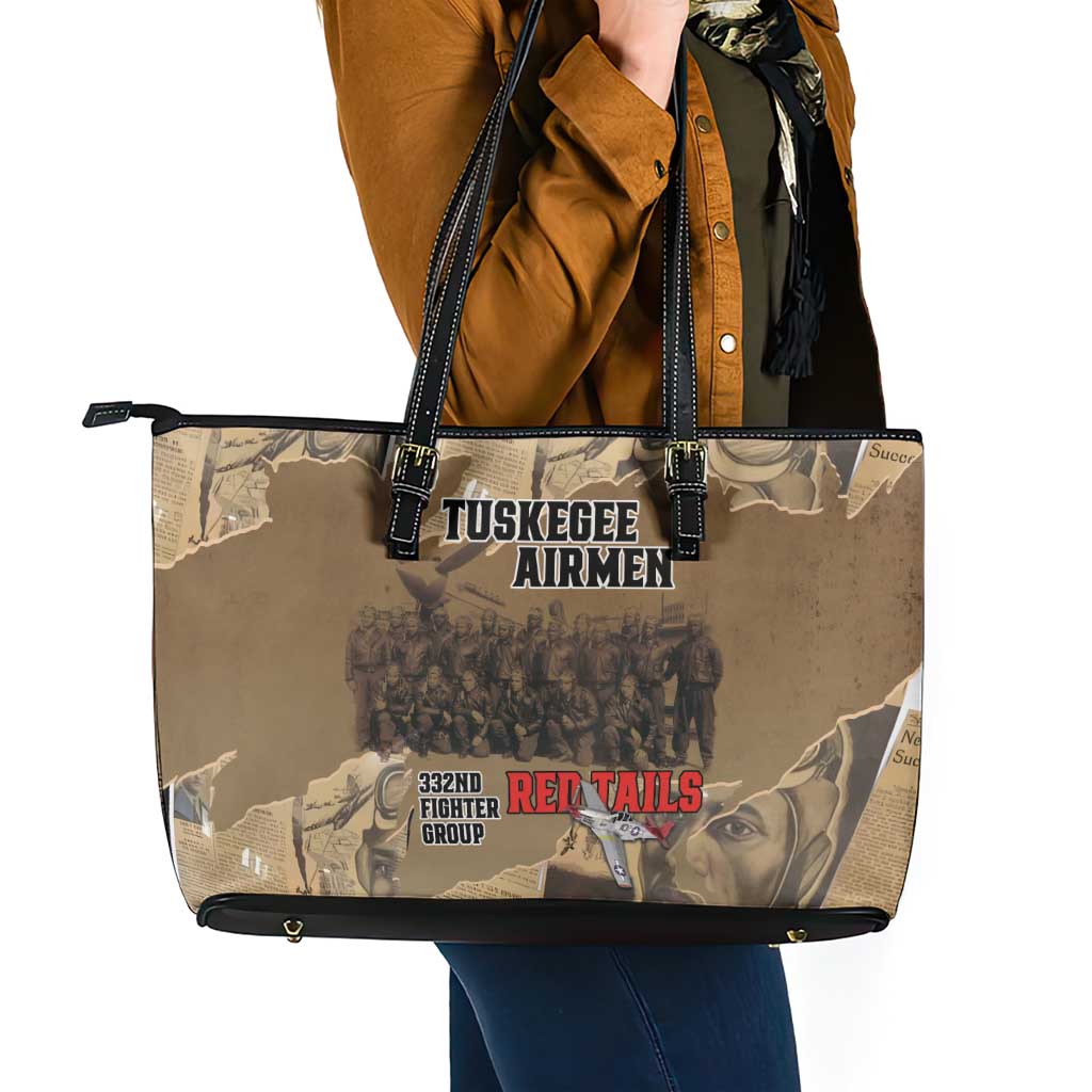Tuskegee Airmen Tribute Leather Tote Bag Black History Air Force - Wonder Print Shop
