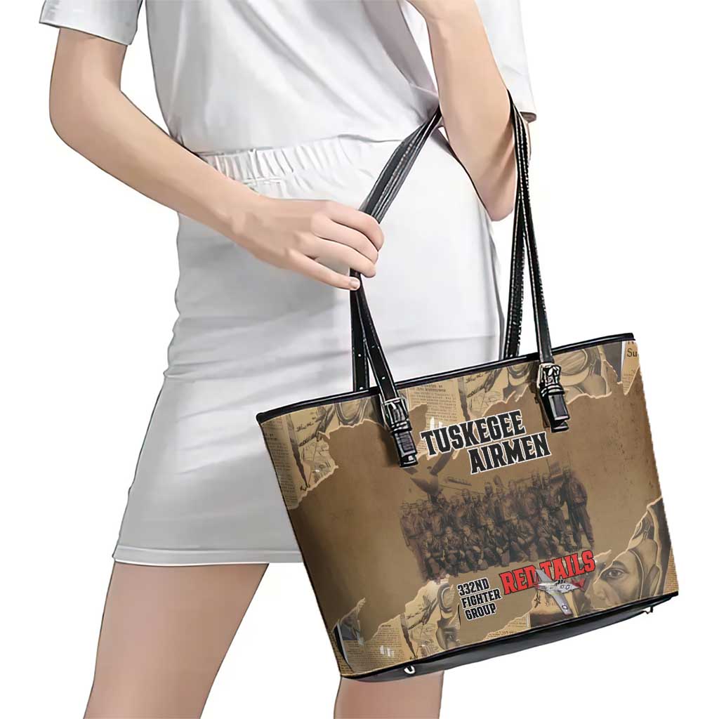 Tuskegee Airmen Tribute Leather Tote Bag Black History Air Force - Wonder Print Shop