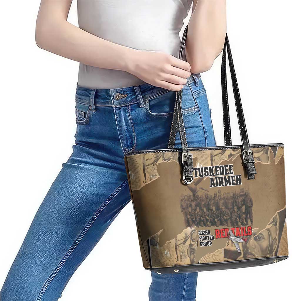 Tuskegee Airmen Tribute Leather Tote Bag Black History Air Force - Wonder Print Shop
