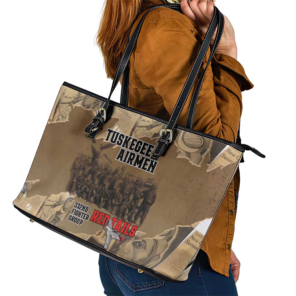 Tuskegee Airmen Tribute Leather Tote Bag Black History Air Force - Wonder Print Shop