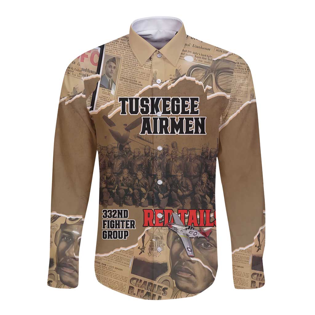 Tuskegee Airmen Tribute Long Sleeve Button Shirt Black History Air Force - Wonder Print Shop