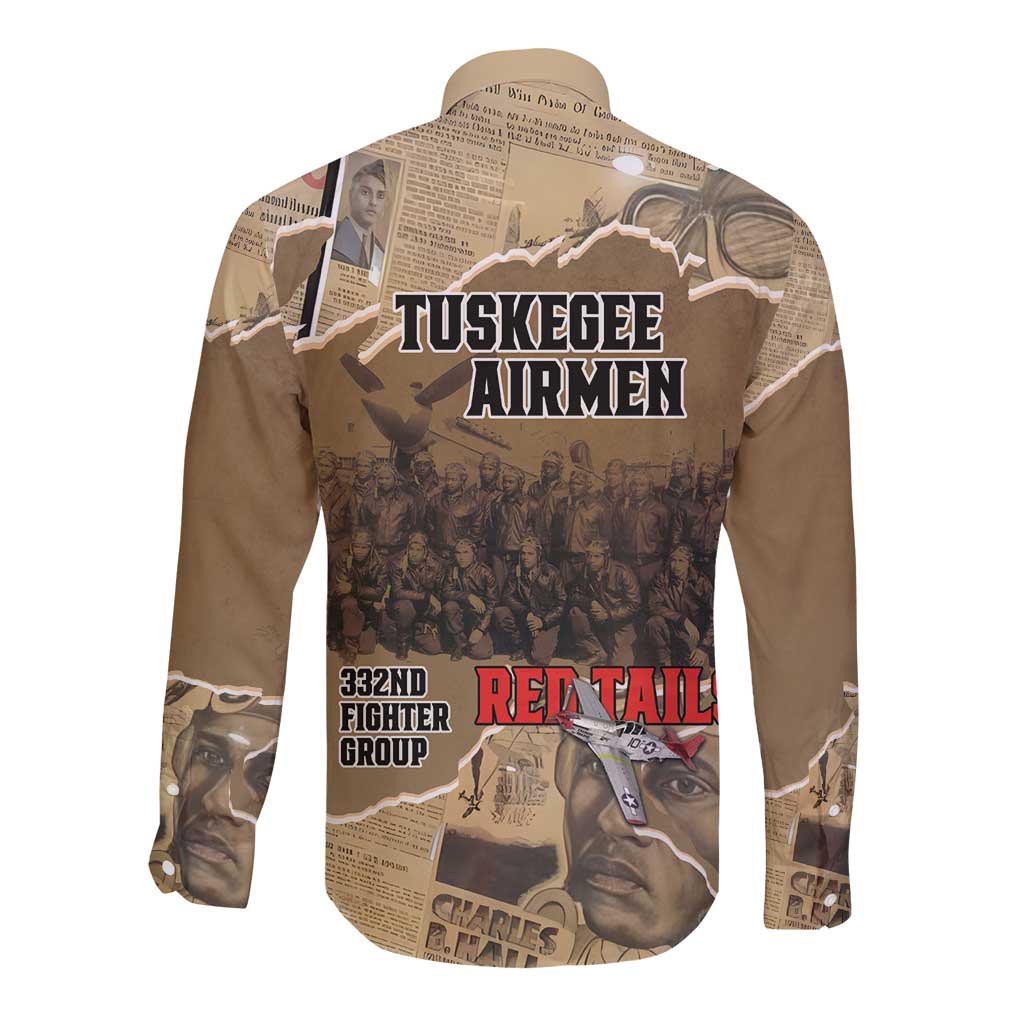 Tuskegee Airmen Tribute Long Sleeve Button Shirt Black History Air Force - Wonder Print Shop