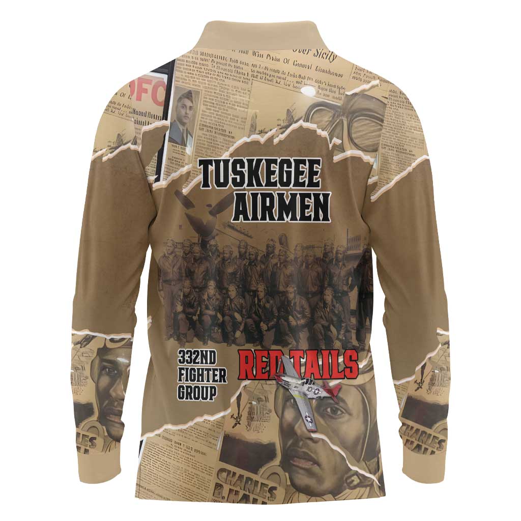 Tuskegee Airmen Tribute Long Sleeve Polo Shirt Black History Air Force - Wonder Print Shop