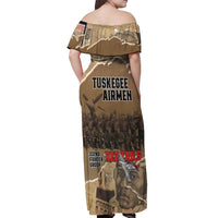 Tuskegee Airmen Tribute Off Shoulder Maxi Dress Black History Air Force - Wonder Print Shop