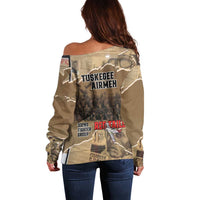Tuskegee Airmen Tribute Off Shoulder Sweater Black History Air Force LT18