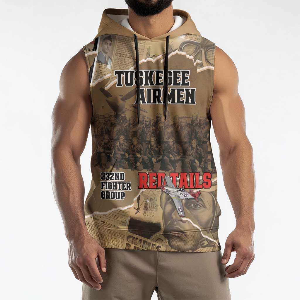 Tuskegee Airmen Tribute Sleeveless Hoodie Black History Air Force - Wonder Print Shop