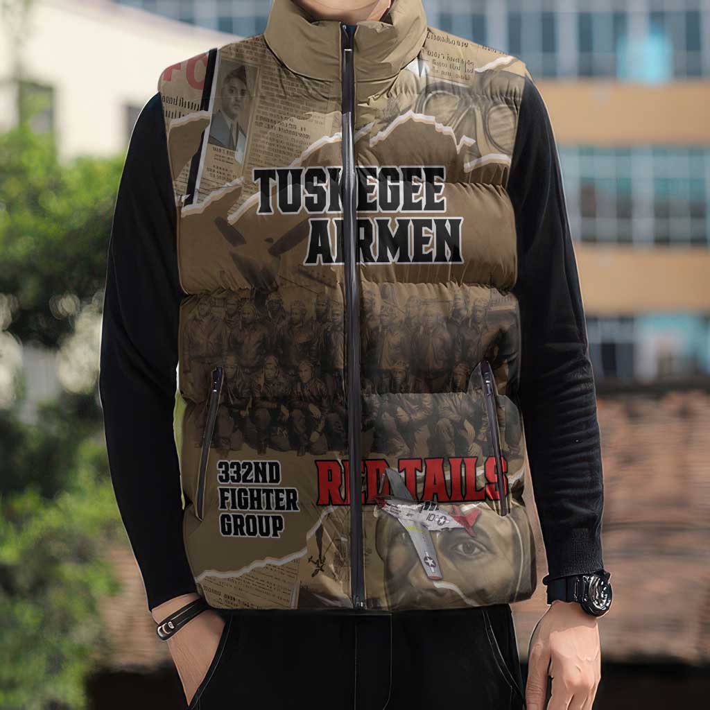 Tuskegee Airmen Tribute Sleeveless Puffer Jacket Black History Air Force - Wonder Print Shop