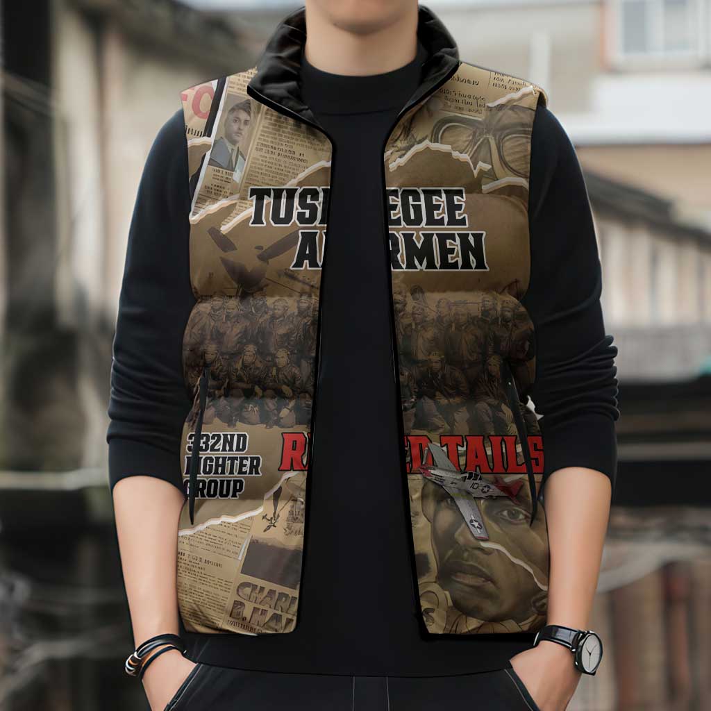 Tuskegee Airmen Tribute Sleeveless Puffer Jacket Black History Air Force - Wonder Print Shop