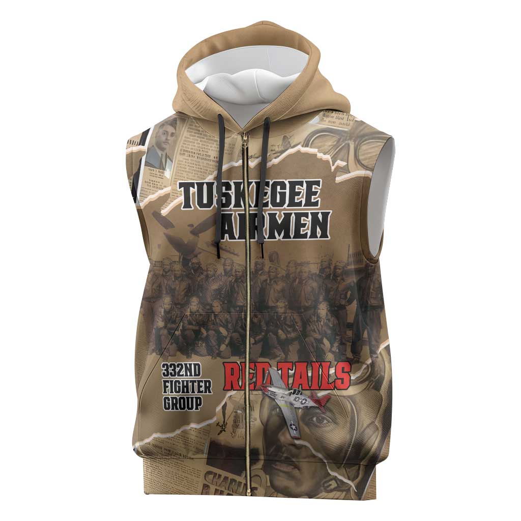 Tuskegee Airmen Tribute Sleeveless Zip Hoodie Black History Air Force - Wonder Print Shop