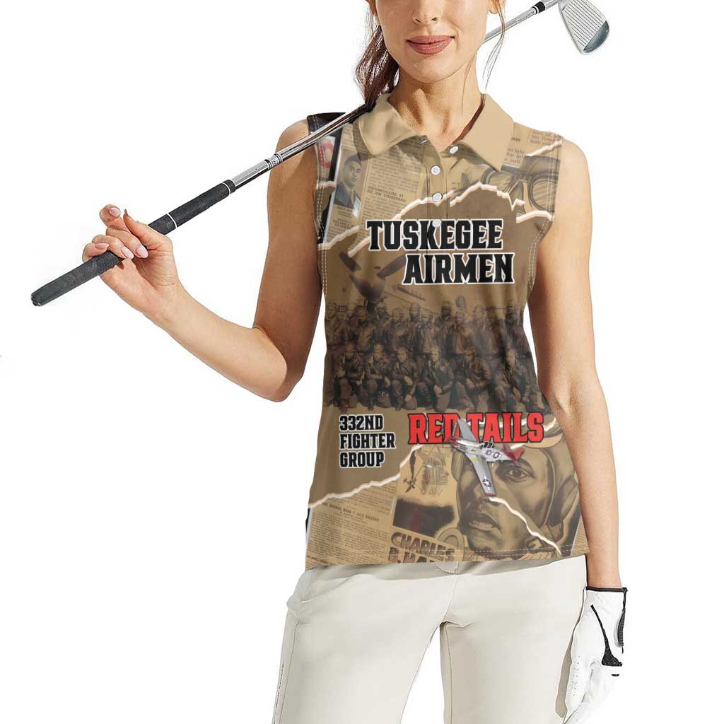 Tuskegee Airmen Tribute Women Sleeveless Polo Shirt Black History Air Force LT18