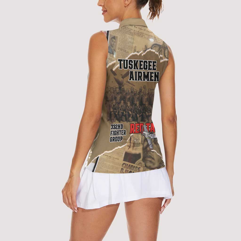 Tuskegee Airmen Tribute Women Sleeveless Polo Shirt Black History Air Force LT18