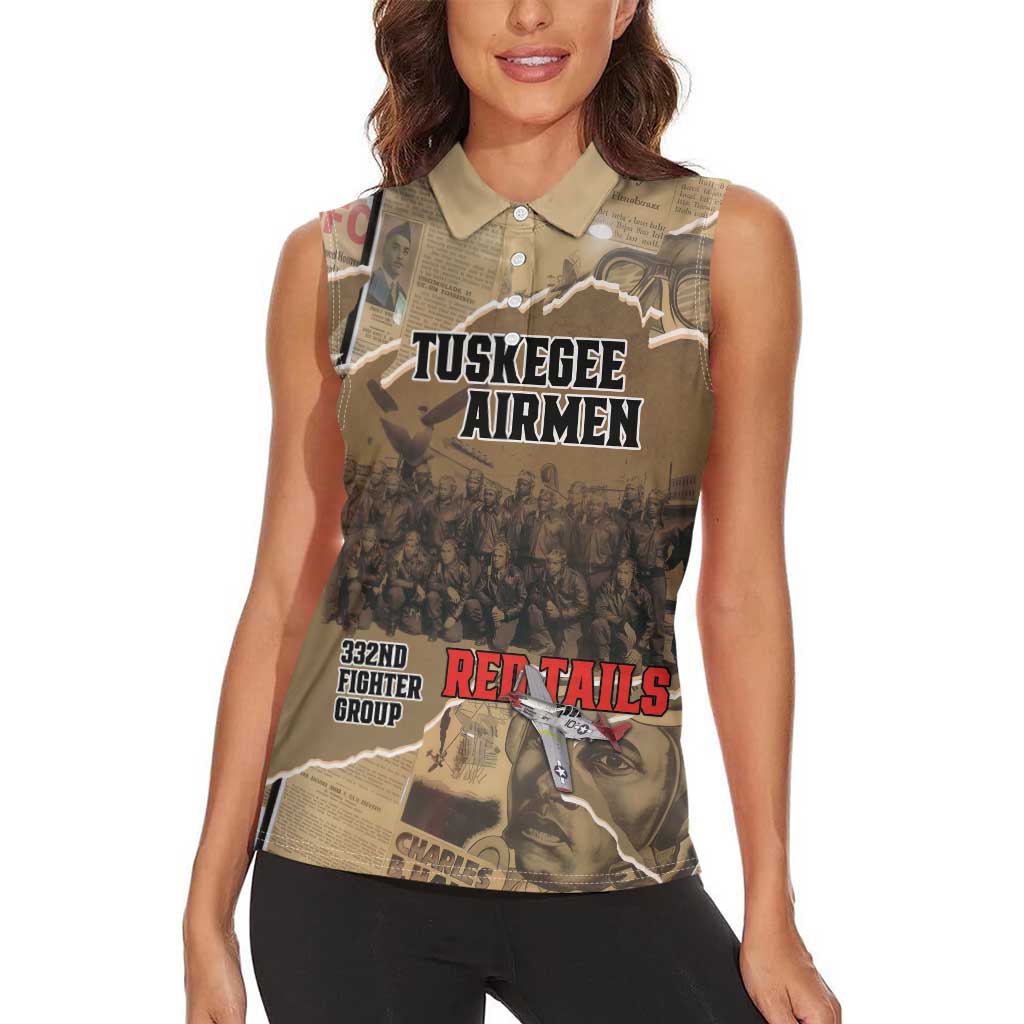 Tuskegee Airmen Tribute Women Sleeveless Polo Shirt Black History Air Force LT18