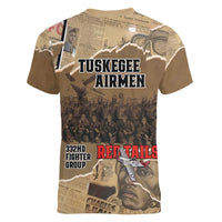 Tuskegee Airmen Tribute Women V-Neck T-Shirt Black History Air Force - Wonder Print Shop