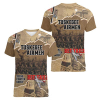 Tuskegee Airmen Tribute Women V-Neck T-Shirt Black History Air Force - Wonder Print Shop