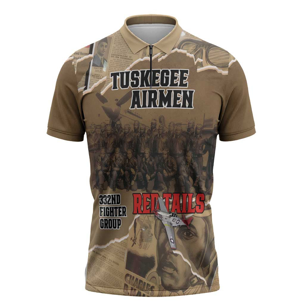 Tuskegee Airmen Tribute Zipper Polo Shirt Black History Air Force LT18