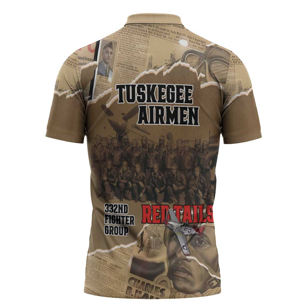 Tuskegee Airmen Tribute Zipper Polo Shirt Black History Air Force - Wonder Print Shop