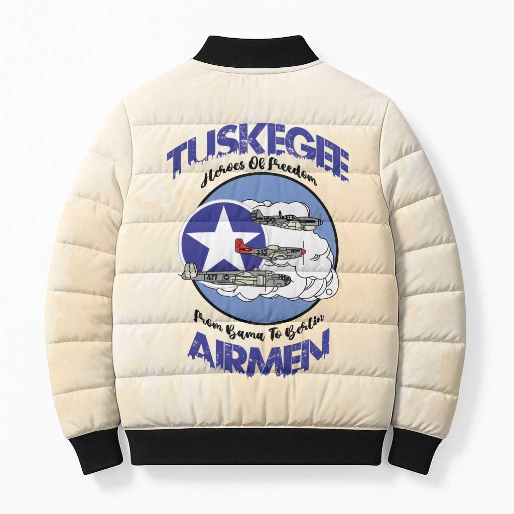 Tuskegee Airmen Red Tails Bomber Puffer Jacket Heroes Of Freedom - Wonder Print Shop