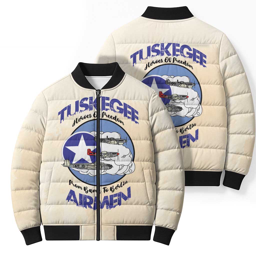Tuskegee Airmen Red Tails Bomber Puffer Jacket Heroes Of Freedom - Wonder Print Shop