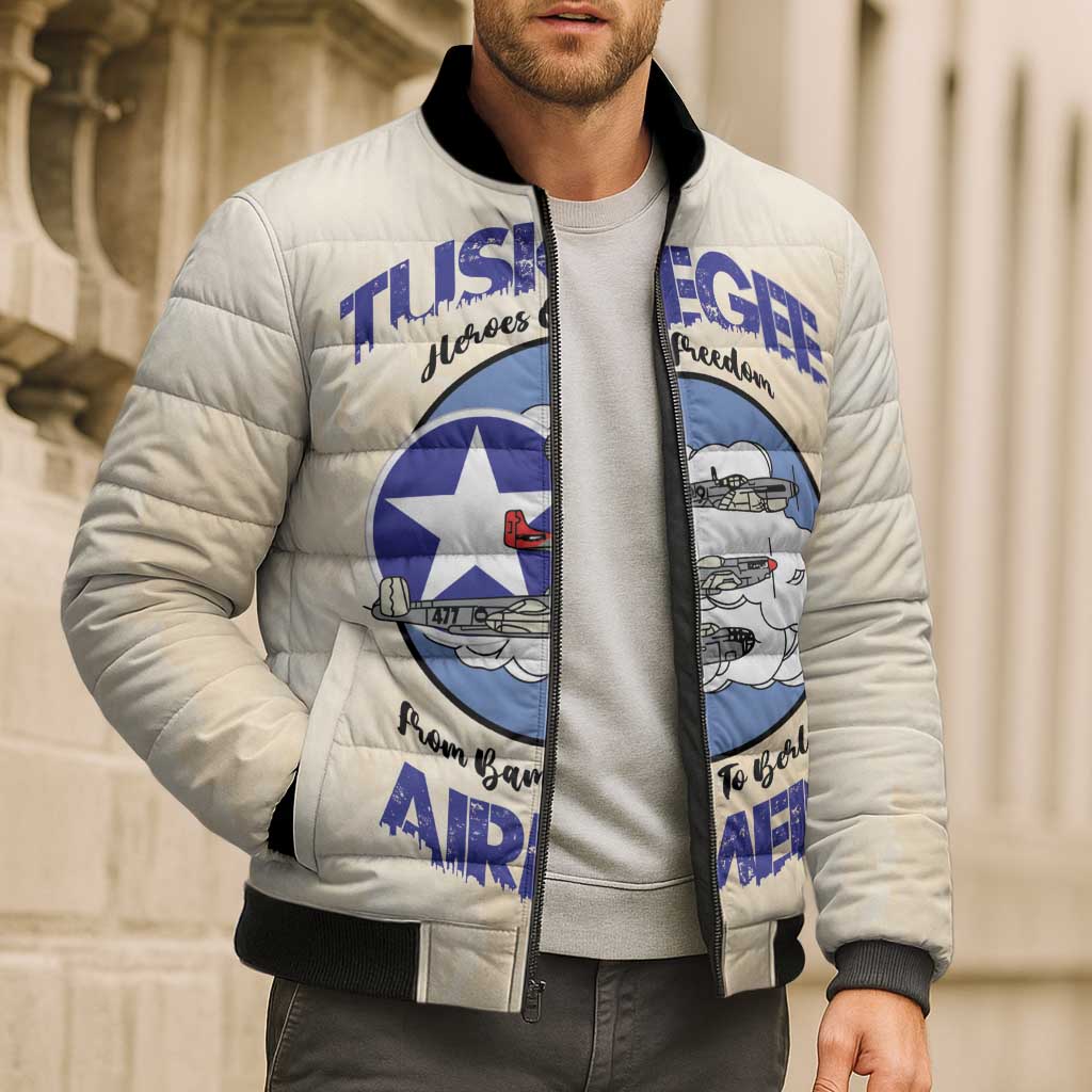 Tuskegee Airmen Red Tails Bomber Puffer Jacket Heroes Of Freedom - Wonder Print Shop