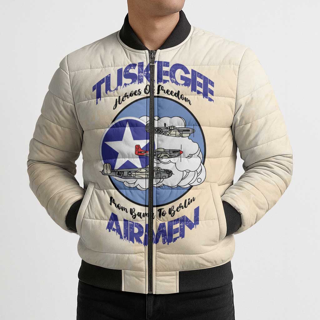 Tuskegee Airmen Red Tails Bomber Puffer Jacket Heroes Of Freedom - Wonder Print Shop